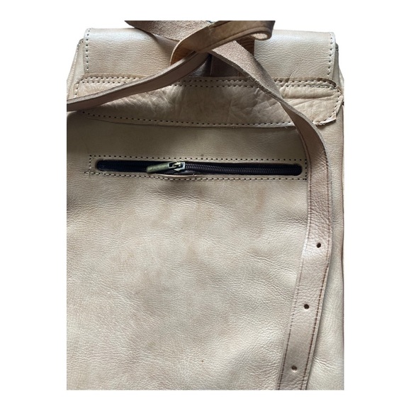 Handmade Boho Women’s Genuine Leather Backpack Tan color main image 9
